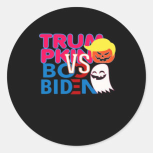 Pegatina Redonda Funny Trumpkin contra Boo Biden Clase de Diseño Ha
