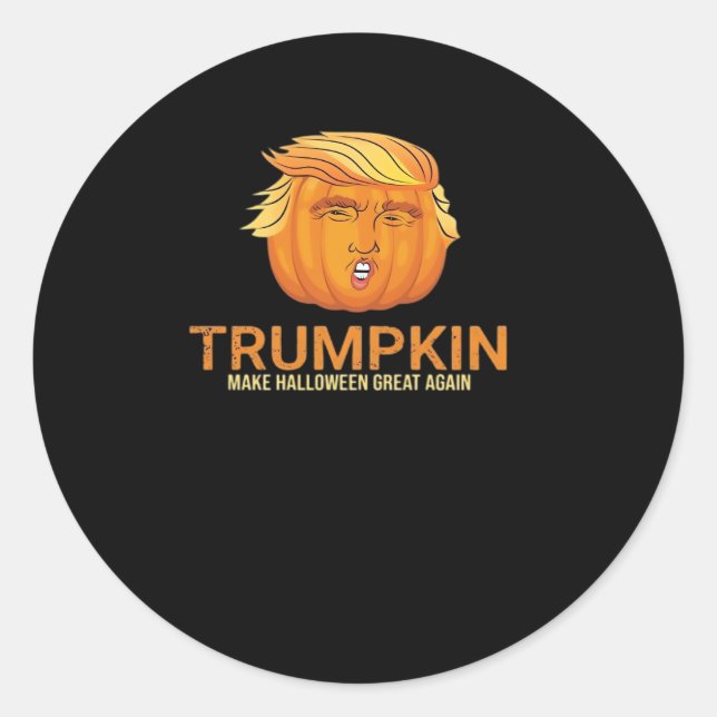 Pegatina Redonda Funny Trumpkin de Halloween - Caída hace que Hallo (Anverso)