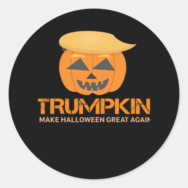 Pegatina Redonda Funny Trumpkin de Halloween - Haz de Halloween un  (Anverso)