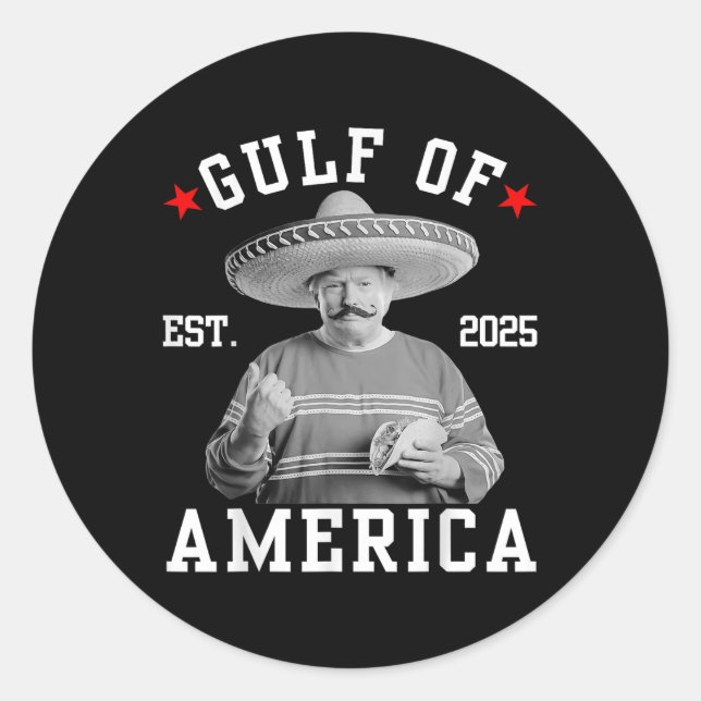 Pegatina Redonda Funny Trumpshirt Golfo De EEUU Funny Mexico (Anverso)