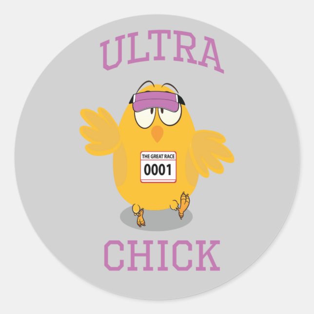 Pegatina Redonda Funny Ultra Chick Runner (Anverso)