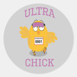 Pegatina Redonda Funny Ultra Chick Runner