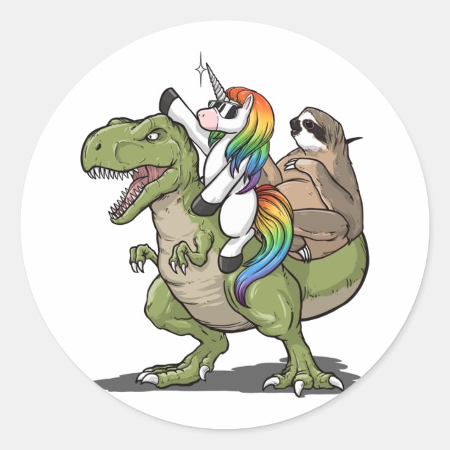 Pegatina Redonda Funny Unicorn (Anverso)