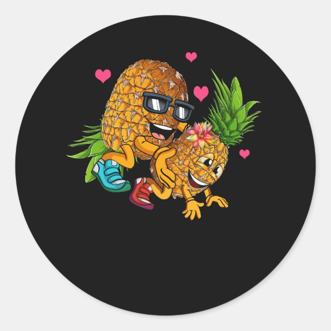 Pegatina Redonda Funny Upside Down Pineapple Swinger Meme Fruit Gra (Anverso)