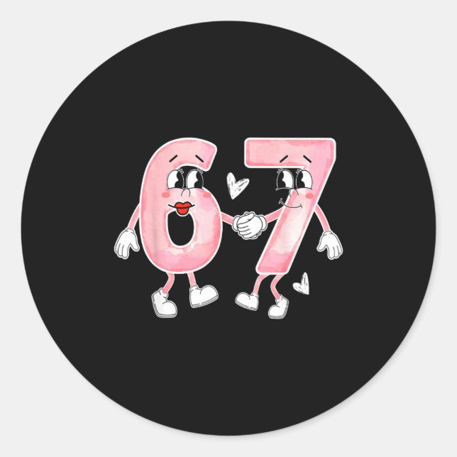 Pegatina Redonda Funny Valentine's Day 6 7 Six Seven Meme Valentine (Anverso)