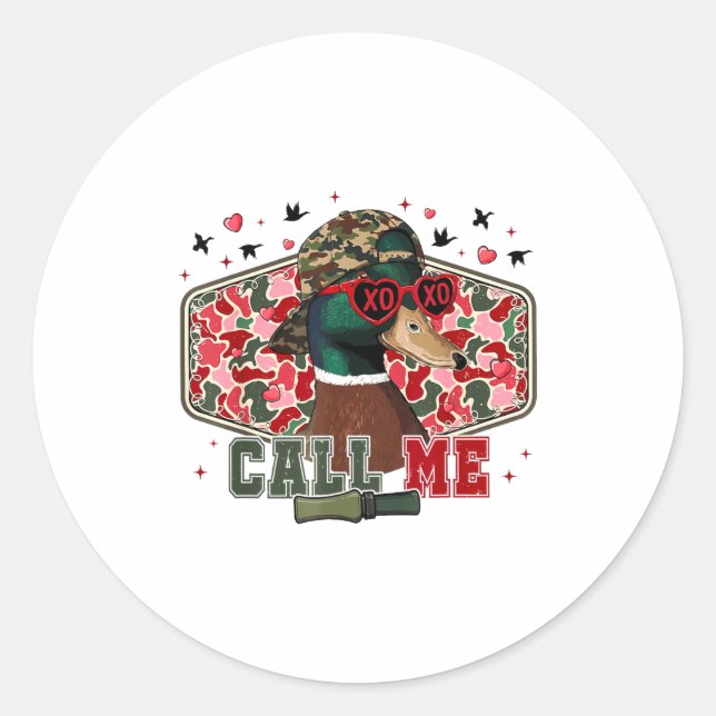 Pegatina Redonda Funny Valentine's Day Boy Duck Hunting Call Me Tod (Anverso)