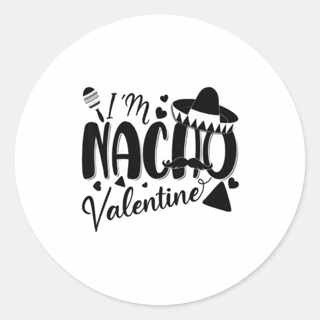 Pegatina Redonda Funny Valentines Day Funny Nacho Valentine Girl Bo (Anverso)