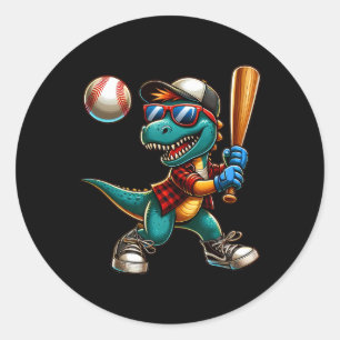 Pegatina Redonda Funny Vender Dinosaur Boy Player Sport Love T-rex 