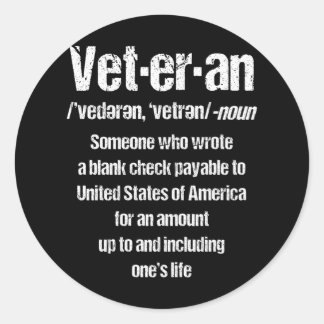 Pegatina Redonda FUNNY VETERAN American Veterft Gift Day