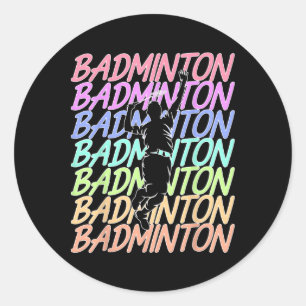 Pegatina Redonda Funny Vintage Badminton Shuttle Player S