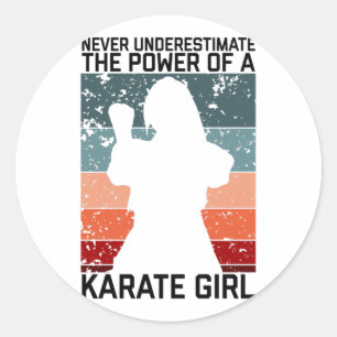 Pegatina Redonda funny vintage karate girl quote sayings.