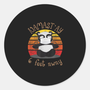 Pegatina Redonda Funny Vintage Namaste Panda Namast'ay a 6 metros