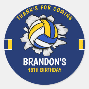 Pegatina Redonda Funny Volleyball Boy Birthday