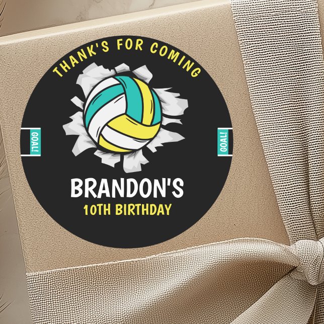 Pegatina Redonda Funny Volleyball Boy Birthday (Subido por el creador)