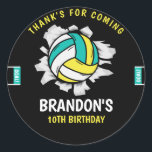Pegatina Redonda Funny Volleyball Boy Birthday<br><div class="desc">Have fun with our volleyball themed birthday design! Perfect for your little athlete, this vibrant invitation features a lively illustration of a volleyball, setting the stage for an exciting celebration. Ideal for boys and girls who love to play, this design promises a party full of energy, fun and lots of...</div>