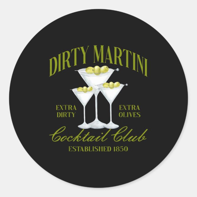 Pegatina Redonda Funny Womens Dirty Martini Social Club Drinking Ta (Anverso)