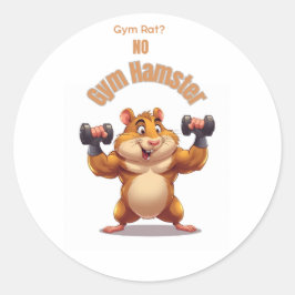 Pegatina Redonda Funny Workout Hamster Design