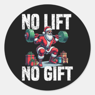 Pegatina Redonda Funny Workout Lifting Navidades Santa Squat Gym Bo