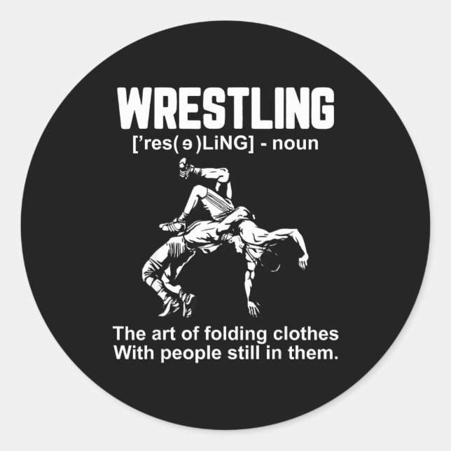 Pegatina Redonda Funny Wrestling Definition The Art Of Folding Clot (Anverso)