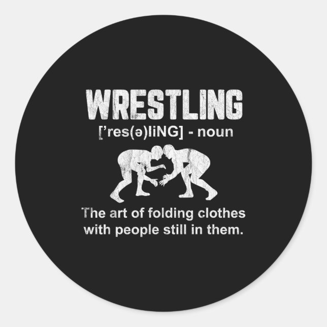 Pegatina Redonda Funny Wrestling Definition Wrestler Boys Mens Teen (Anverso)