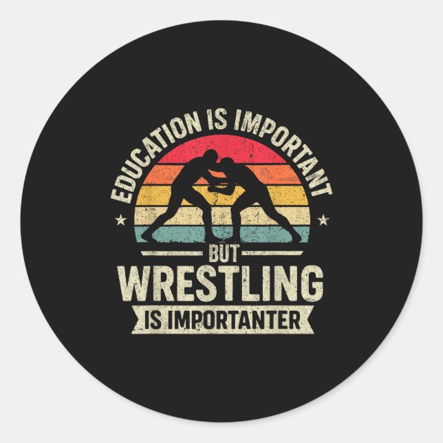 Pegatina Redonda Funny Wrestling Education Joke For Wrestler Men Ki (Anverso)