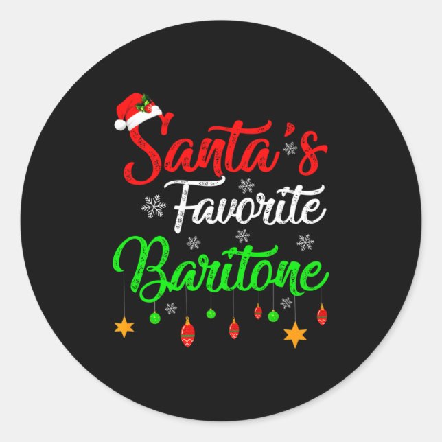 Pegatina Redonda Funny Xmas Santas Favorite Baritone Christmas  (Anverso)