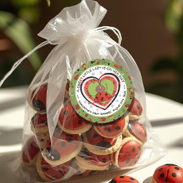 Pegatina Redonda Funny Yoga Stretch Ladybug Heart Baby Shower 