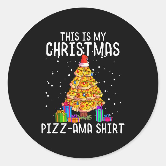 Pegatina Redonda Funny Zza Christmas Tree Shirt Men Kids Zza Lover  (Anverso)