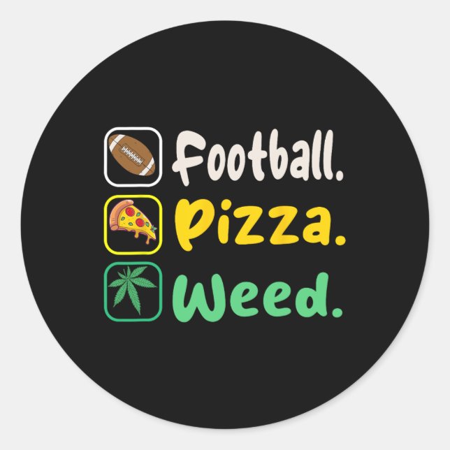 Pegatina Redonda Funy Tee Football Pizza Weed Para Los Amantes De H (Anverso)