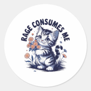 Pegatina Redonda Furia Emoción Enfadada Furiosa Rabia Me Consume -