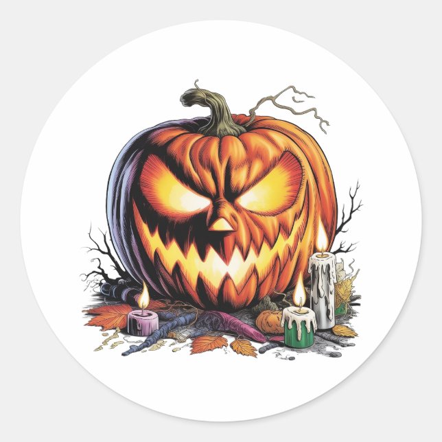 Pegatina Redonda Furioso Jack Halloween (Anverso)