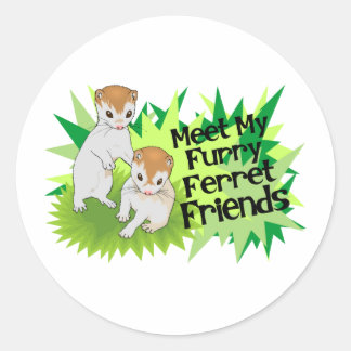 Pegatina Redonda Furry Ferret Friends