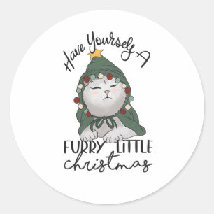 Pegatina Redonda Furry Little Navidades Cuse a Navidades Robe