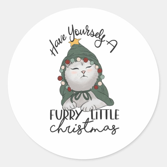 Pegatina Redonda Furry Little Navidades Cuse a Navidades Robe (Anverso)