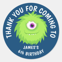 Pegatina Redonda Furry Monster Cute Blue