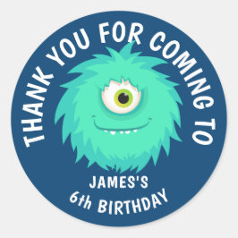 Pegatina Redonda Furry Monster Cute Blue