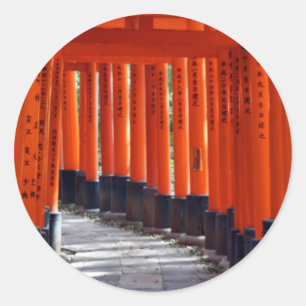 Pegatina Redonda Fushimi Inari Taisha, atracciones de Kyoto - Japó