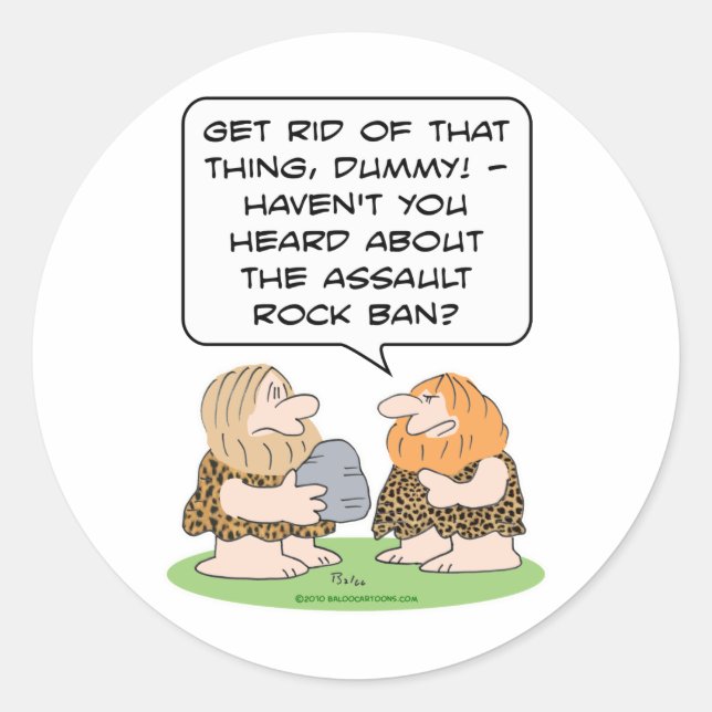 Pegatina Redonda fusil de prohibición de roca de asalto (Anverso)