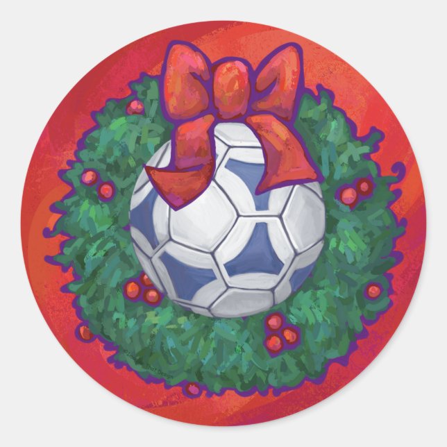 Pegatina Redonda Futbal festivo en guerra en rojo (Anverso)