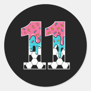 Pegatina Redonda Fútbol 11 años helado goteo juventud 11 cumpleaños
