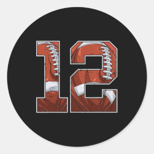 Pegatina Redonda Fútbol 12.º niño de 12 años Bda