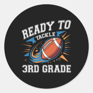Pegatina Redonda Fútbol 3er tercer grado primer día de escuela de v