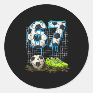 Pegatina Redonda Fútbol 67 seis siete divertido gen alfa meme goteo