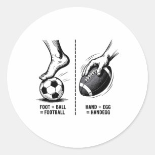 Pegatina Redonda Fútbol Americano Divertido Vs Fútbol Meme Lógica D