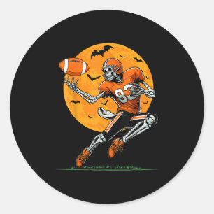 Pegatina Redonda Fútbol Americano Esqueleto Chicos Halloween Fútbol