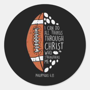 Pegatina Redonda Fútbol americano puedo hacer cosas Biblia Dios Jes