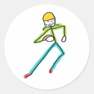 Pegatina Redonda Fútbol Americano Stickman