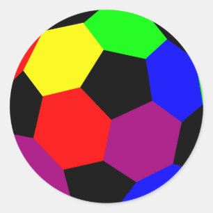 Pegatina Redonda Fútbol arco iris en nación arco iris