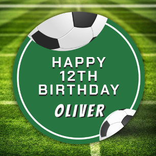 Pegatina Redonda Fútbol Ball Niños Deportivos Cumpleaños