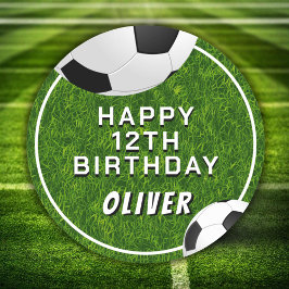 Pegatina Redonda Fútbol Baloncesto Grass Deportes Niños Cumpleaños